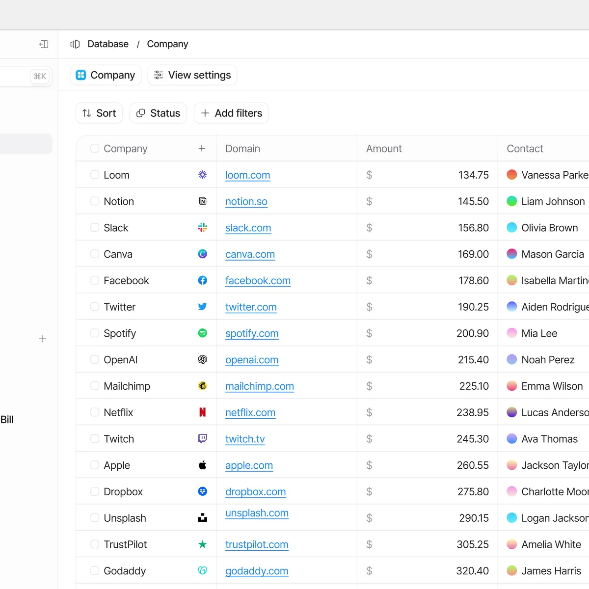 Interface CRM moderne et intuitive